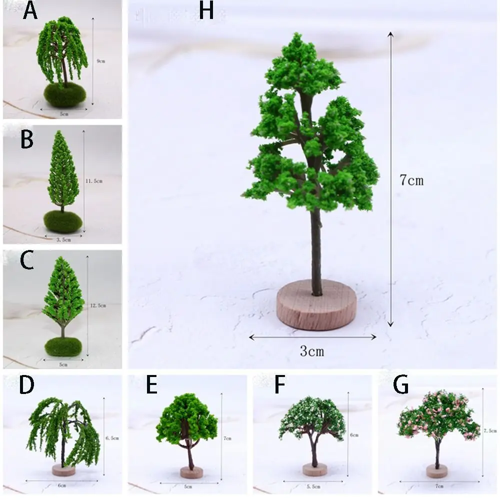 Color: DARK GRAY - Artificial Moss Rocks/Wooden Base Model Trees Simulation Plastic Dollhouse Mini Tree Natural Green Bonsai Figurine