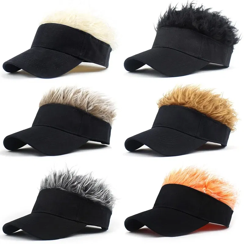 Color: GRAY, Size: One Size - 2023 Men Women Baseball Cap With Spiked Hairs Wig Hat  Spiked Wigs Casual Unisex Sunshade Adjustable Sun Visor