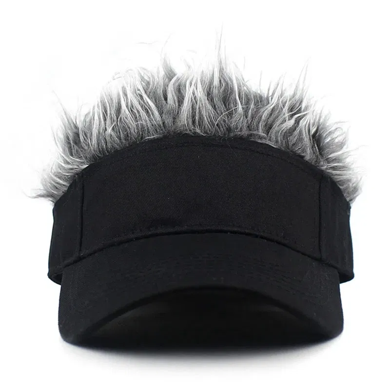 Color: GRAY, Size: One Size - 2023 Men Women Baseball Cap With Spiked Hairs Wig Hat  Spiked Wigs Casual Unisex Sunshade Adjustable Sun Visor