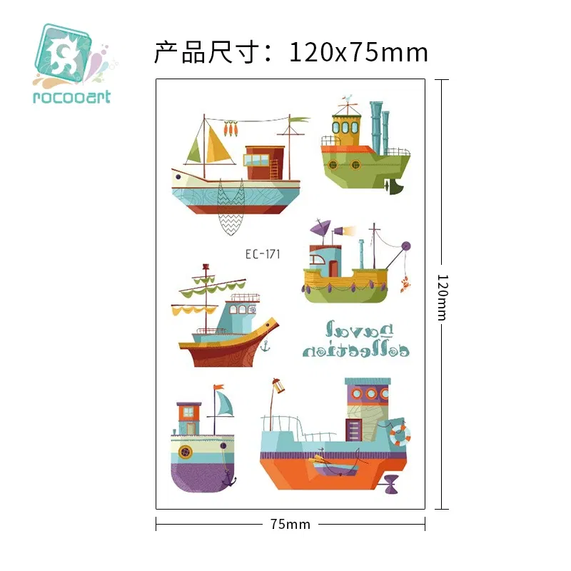 Color: light green - 1Sheets Vehicle Temporary Tattoo Small Cars Helicopter Train Steamship Hot Air Balloon Kid  Waterproof  Fake Tattoo Sticker