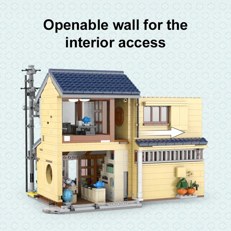 Color: Wood - With Packaging BOX LED City Japanese Tea Shop House Architecture Building Blocks Friends Shop Figures Bricks Toys for Kid Gifts
