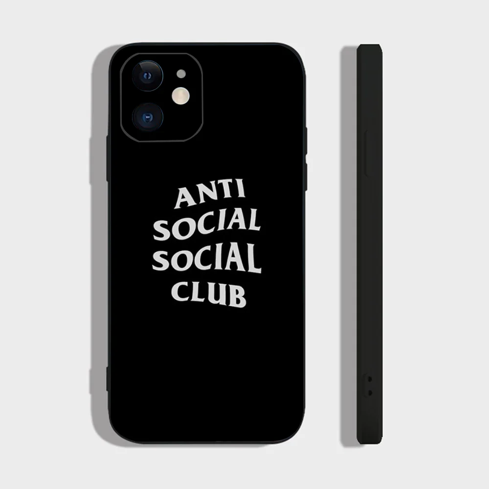 Color: Beige, Material: Neoprene - Anti Social Social Club Phone Case For IPhone 16 15 14 13 Pro Max 11 12 Mini X Xs XR Se 2022 Black Silicone Cover