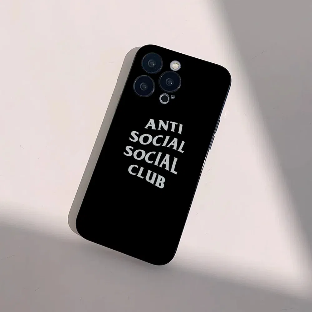 Color: Beige, Material: Neoprene - Anti Social Social Club Phone Case For IPhone 16 15 14 13 Pro Max 11 12 Mini X Xs XR Se 2022 Black Silicone Cover
