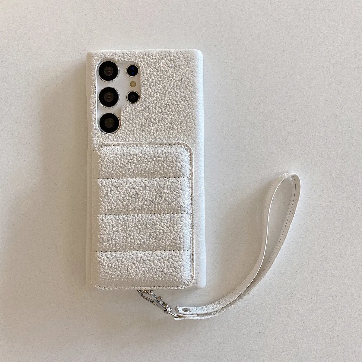 Color: WHITE, Material: ABS - Luxury Lanyard Wallet Case For Samsung Galaxy S21 FE S22 S23 Plus Note 20 Ultra A52 A53 A54 5G Lichee Pattern Leather Cover