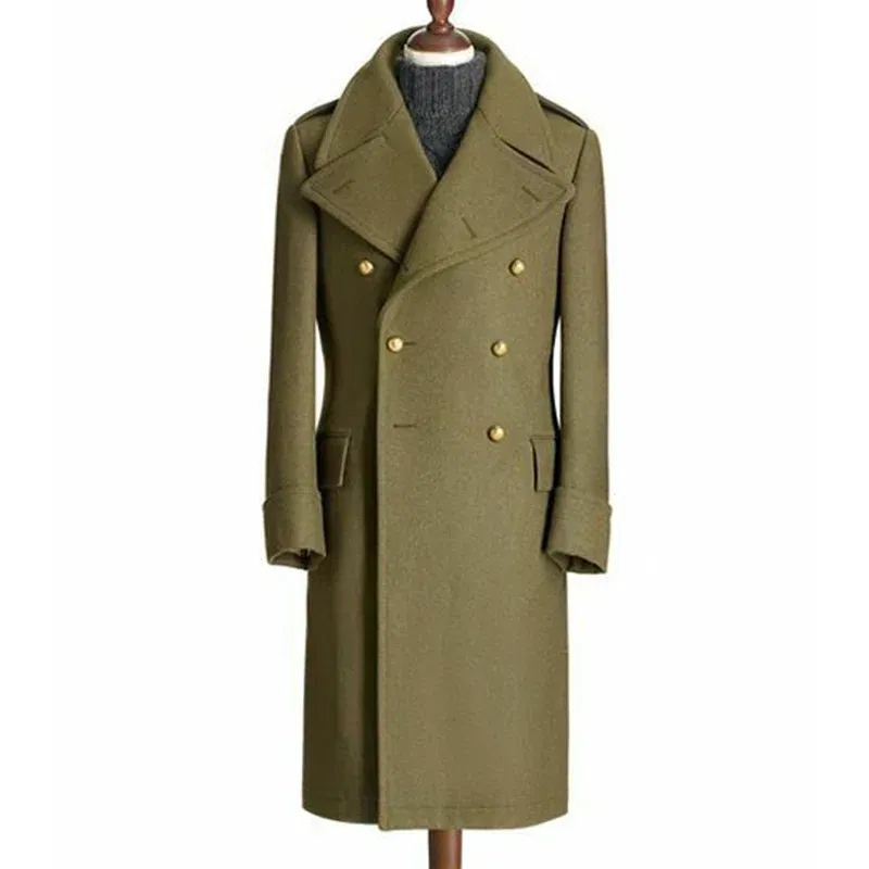 Color: Navy Blue, Size: 6XL - Windbreak Men's Jacket Wool Long Coat Lapel Double Breasted Men's Trench Coats Windbreakers Jackets Man Winter 2023 Martens Male