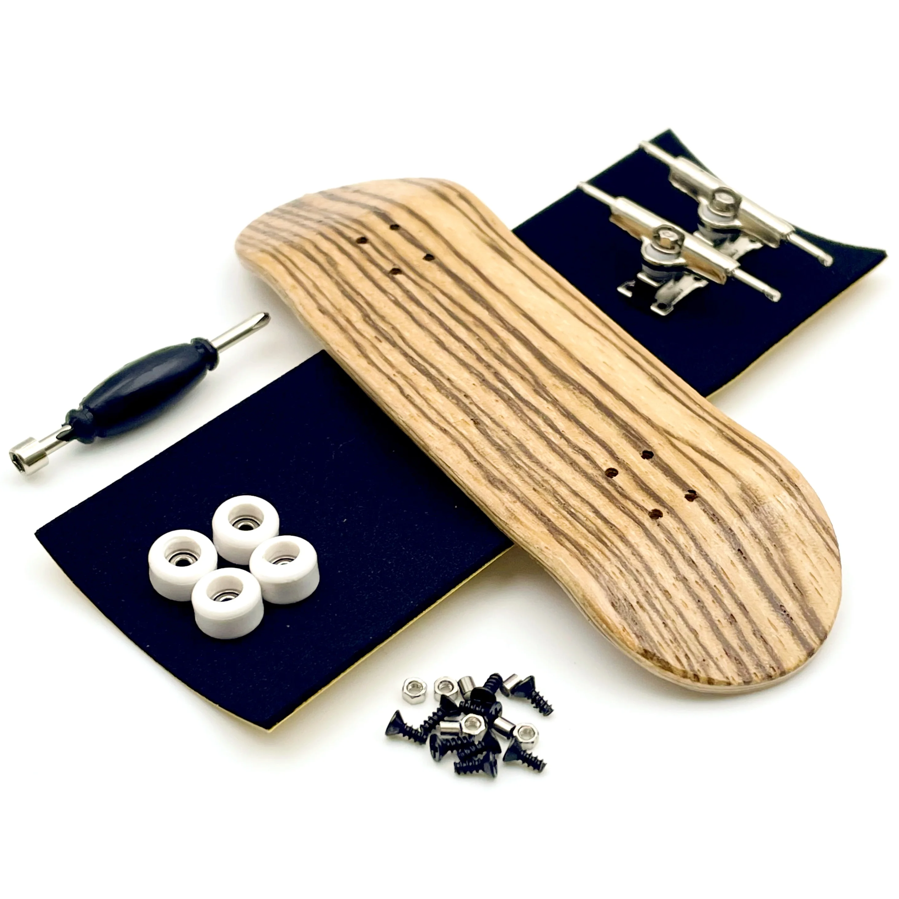 Color: Brown - 32mm Fingerboard Set with Maple Wooden Deck Metal Trucks Bearing Wheels