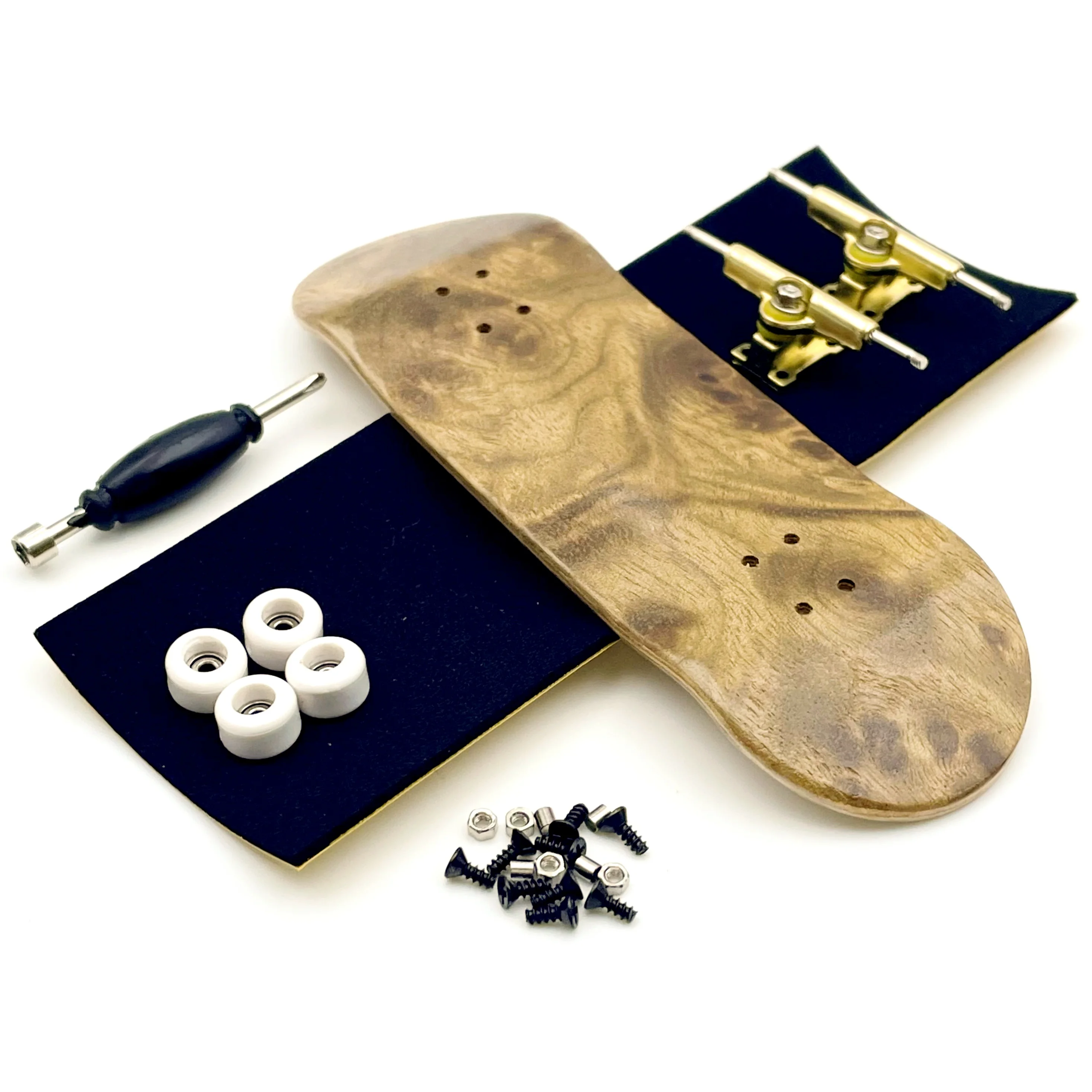 Color: Brown - 32mm Fingerboard Set with Maple Wooden Deck Metal Trucks Bearing Wheels