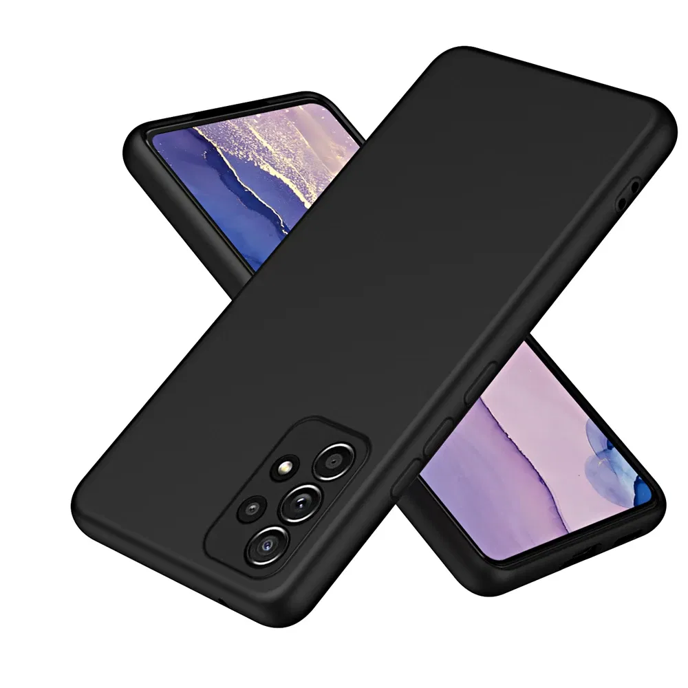 Color: black, Material: Leather - Solid Silicone Protect Case For Samsung Galaxy A13 A23 A33 A53 A73 A12 A22 A32 A52 A52S A72 A04 A04S A14 A24 4G A34 A54 Cover