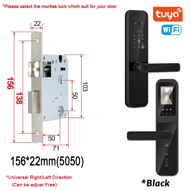 Color: BLUE MIST, Ships From: CHINA - New! Tuya Wifi Digital Electronic Smart Door Lock With Biometric Camera Fingerprint Smart Card Password Key Unlock