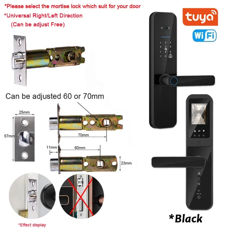 Color: BLUE MIST, Ships From: CHINA - New! Tuya Wifi Digital Electronic Smart Door Lock With Biometric Camera Fingerprint Smart Card Password Key Unlock