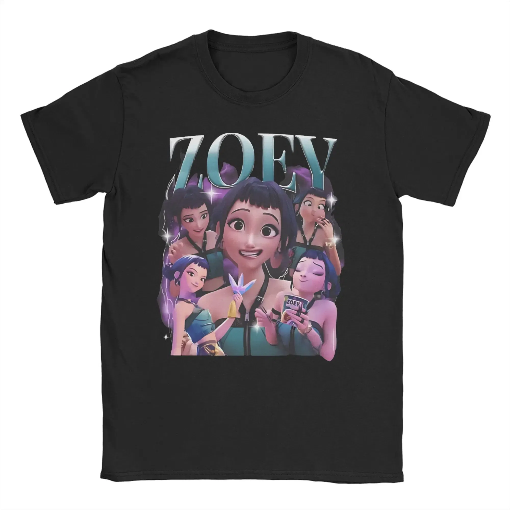 Color: Dark Grey, Size: 4XL - Men Women T-Shirts Kpop Demon Hunters Zoey Huntrix Amazing Cotton Tees Short Sleeve  T Shirt O Neck Clothes Printing