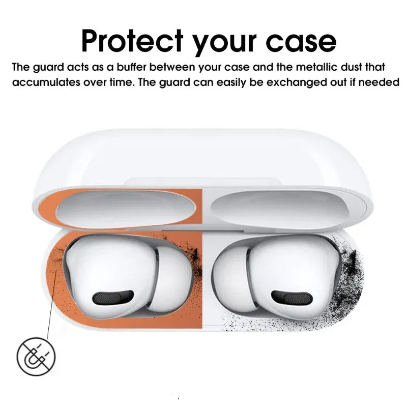 Color: Snow - Metal Dustproof Sticker for Apple Airpods Pro Headphone Covers for Airpods Pro 2 Headphones Charging Case Protective Accessories
