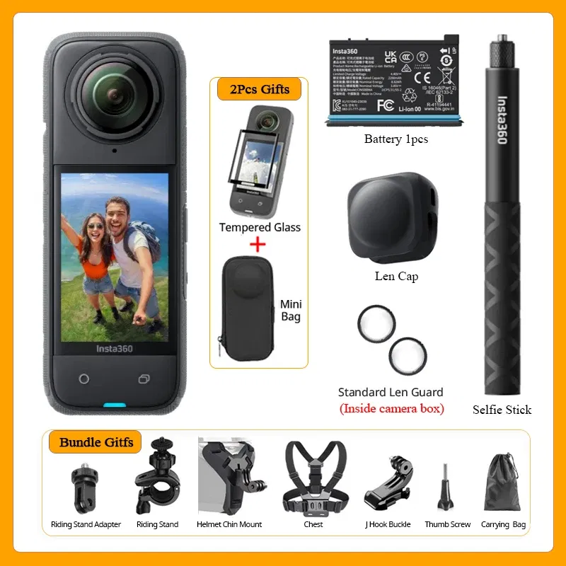 Bundle: Bundle3, Color: WHITE, Ships From: CHINA - Top Insta360 X4 Now arrival 8K Waterproof 360 Action Camera, 4K Wide-Angle Video 2290mAh Battery Insta360 X4 Sport Camera