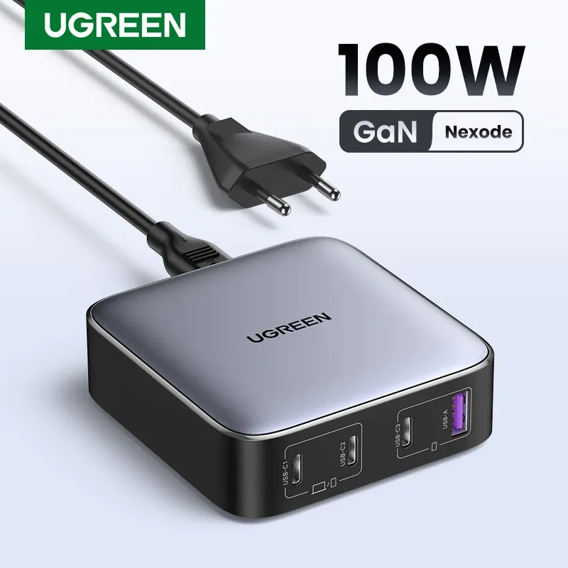 Plug Type: KR, Ships From: CHINA - UGREEN 100W GaN Charger Desktop Laptop Fast Charger 4 in 1 Adapter For iPhone 15 14 13 12 Pro Max Phone Charger Xiaomi Samsung