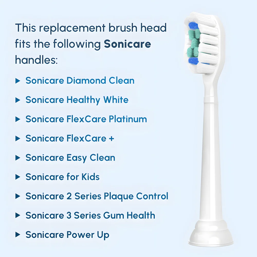 Color: Light Grey - Replacement Toothbrush Heads Compatible with Philips Sonicare Electric Toothbrush Brush Head 1100 2100 4100 5100 5300 6100 7500
