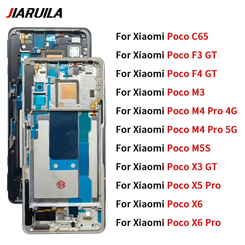 Color: Red - LCD Screen Middle LCD Front Frame Housing Bezel Plate Panel Chassis For Xiaomi Poco C65 X3 F3 F4 GT M3 M4 Pro 4G 5G M5S X5 X6
