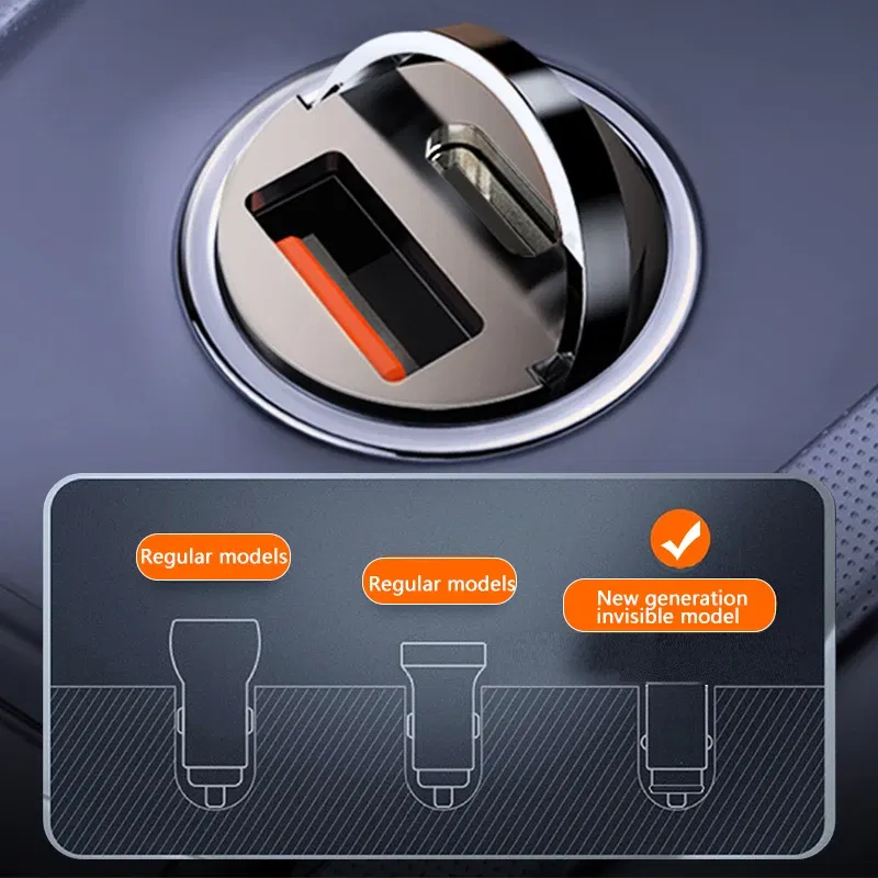 Plug Type: AU - Mini 100W USB Car Charger Dual Ports Pull Ring Fast Charge Type C PD Car Adapter For iphone Samsung Huawei Xiaomi iPad