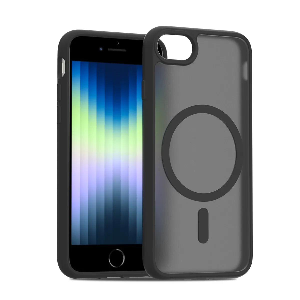 Color: black, Compatible-Phone Models: For iPhone 12 Mini - Non Yellowing Case For iPhone SE 2022 2020 8 16 Pro Max 15 Plus 14 13 Mini 12 11 Magsafe Mag Safe Matte Black Magnet Phone Cover