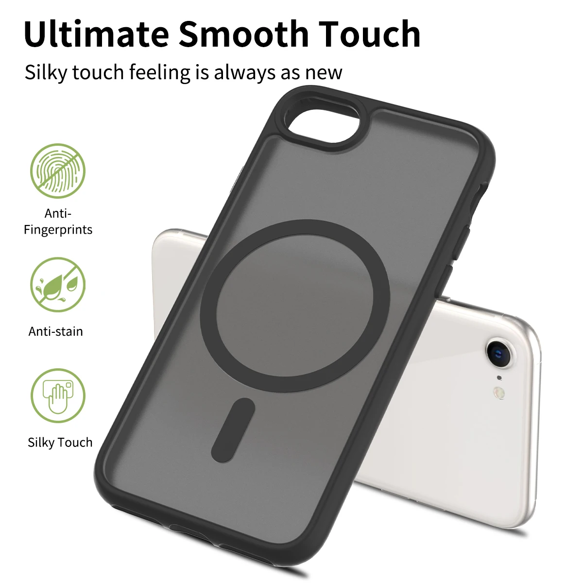 Color: black, Compatible-Phone Models: For iPhone 12 Mini - Non Yellowing Case For iPhone SE 2022 2020 8 16 Pro Max 15 Plus 14 13 Mini 12 11 Magsafe Mag Safe Matte Black Magnet Phone Cover