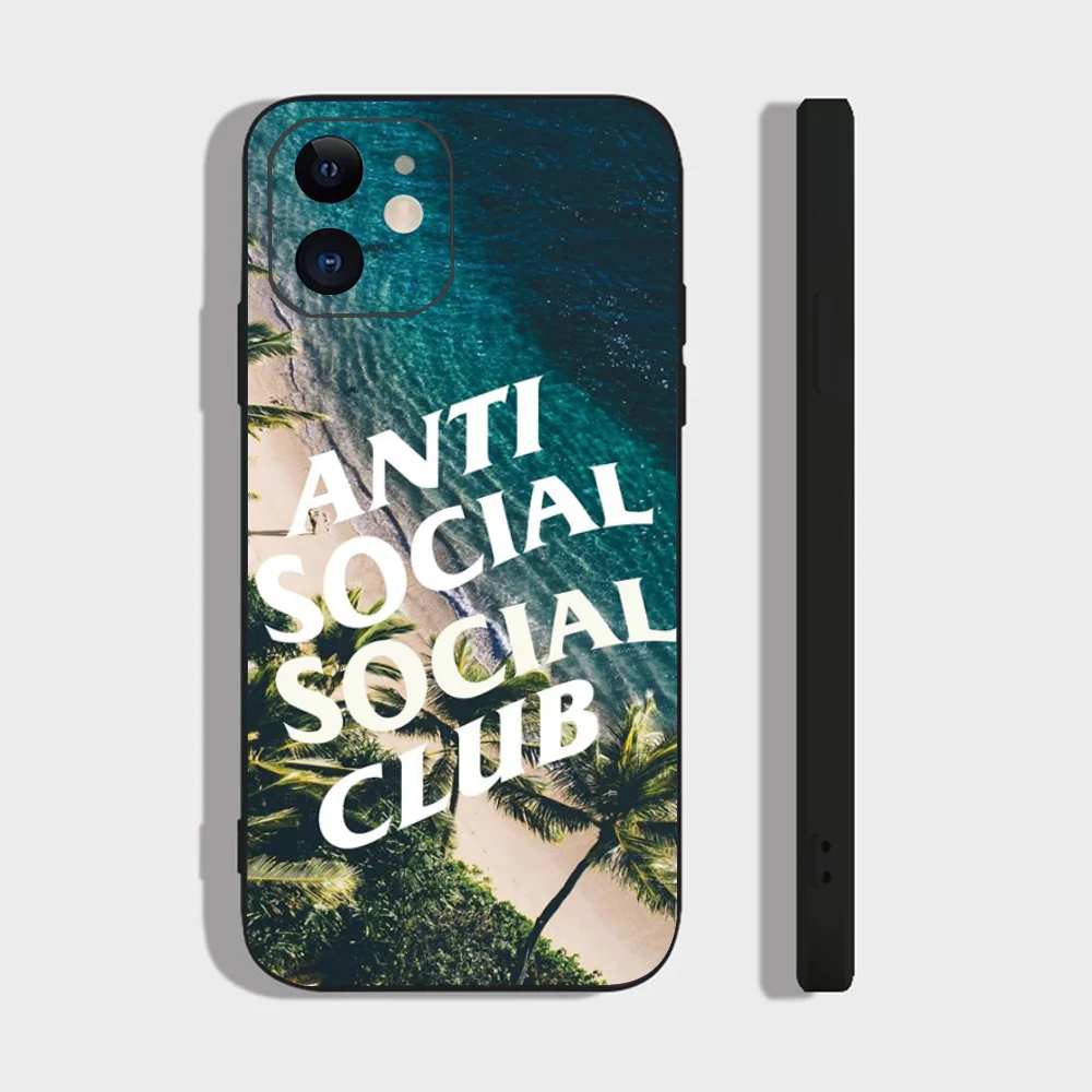 Color: GRAY, Material: Plastic - Anti Social Social Club Phone Case For IPhone 16 15 14 13 Pro Max 11 12 Mini X Xs XR Se 2022 Black Silicone Cover