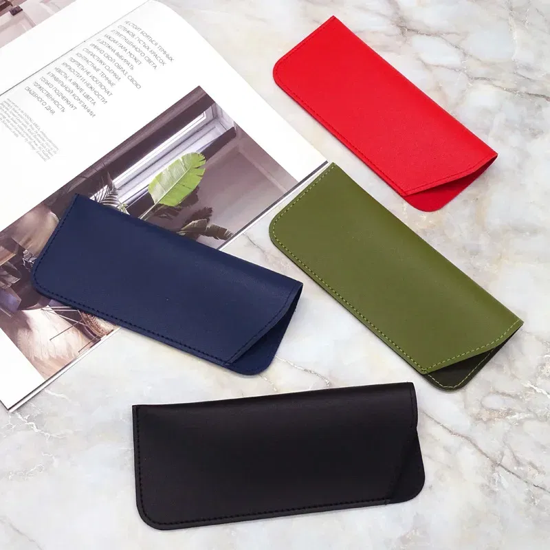 Color: WHITE, Ships From: CN - Simple Soft Leather Open Sunglasses Bag for Women Men Waterproof Reading Glasses Case Dust Storage Bag Eyewear Pocket Accessory