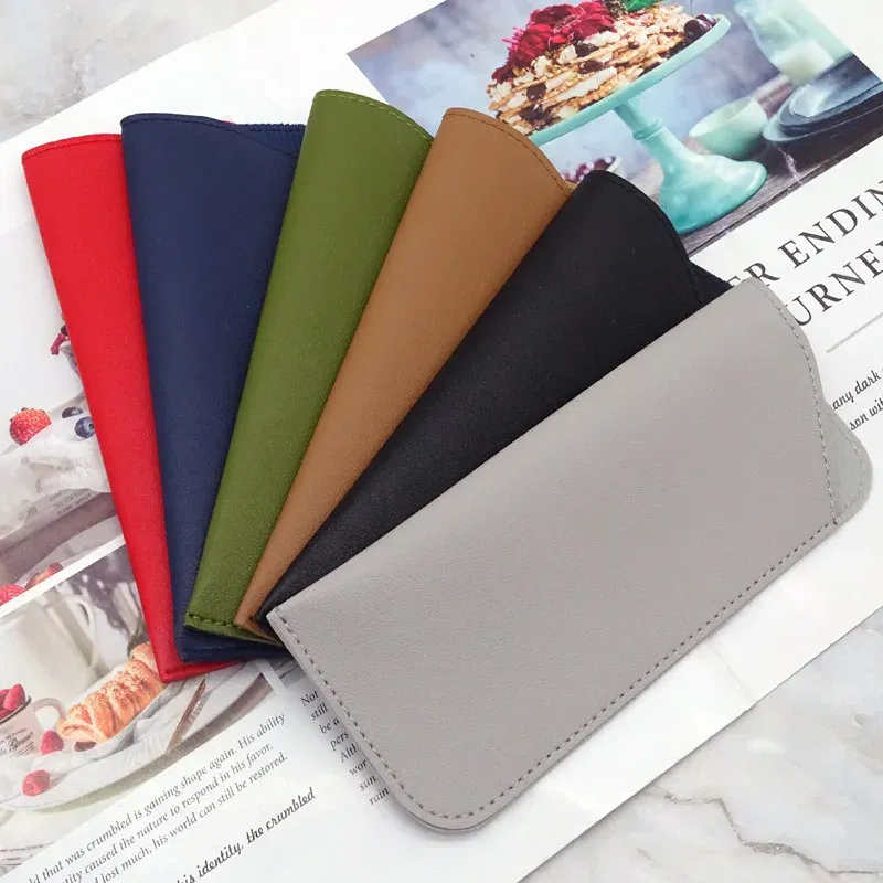 Color: WHITE, Ships From: CN - Simple Soft Leather Open Sunglasses Bag for Women Men Waterproof Reading Glasses Case Dust Storage Bag Eyewear Pocket Accessory
