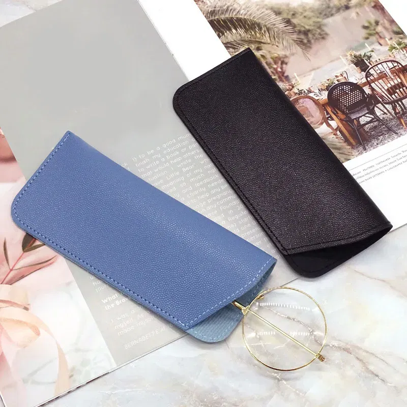 Color: WHITE, Ships From: CN - Simple Soft Leather Open Sunglasses Bag for Women Men Waterproof Reading Glasses Case Dust Storage Bag Eyewear Pocket Accessory