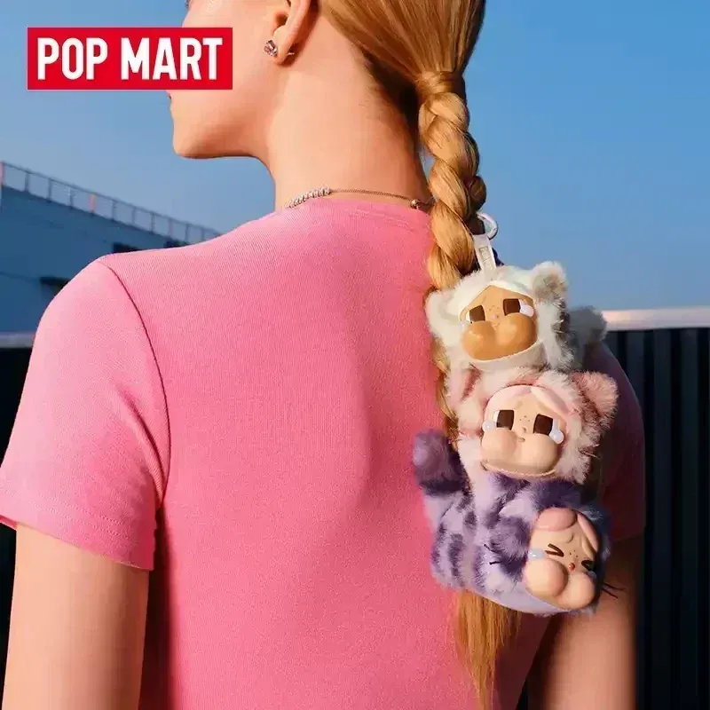 Color: Pink - Original POP MART CRYBABY Wild But Cutie Series Leopard Cat Blind Box Vinyl Plush Pendant Toys Surprise Guess Bag Girls Gifts