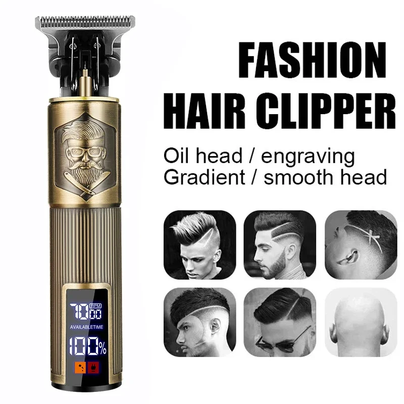 Color: Black - T9 Electric Hair Cutting Machine Hair Clipper Beard Shaving Body Hair Trimmer Clippers Professional Barber Men Trimmer Shaver