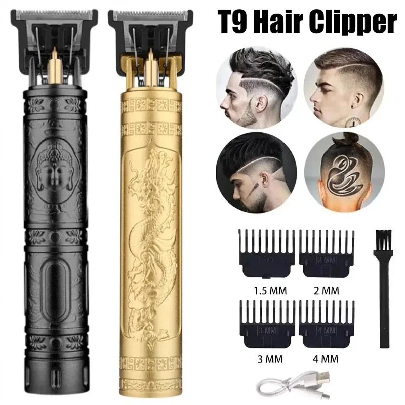 Color: Black - T9 Electric Hair Cutting Machine Hair Clipper Beard Shaving Body Hair Trimmer Clippers Professional Barber Men Trimmer Shaver