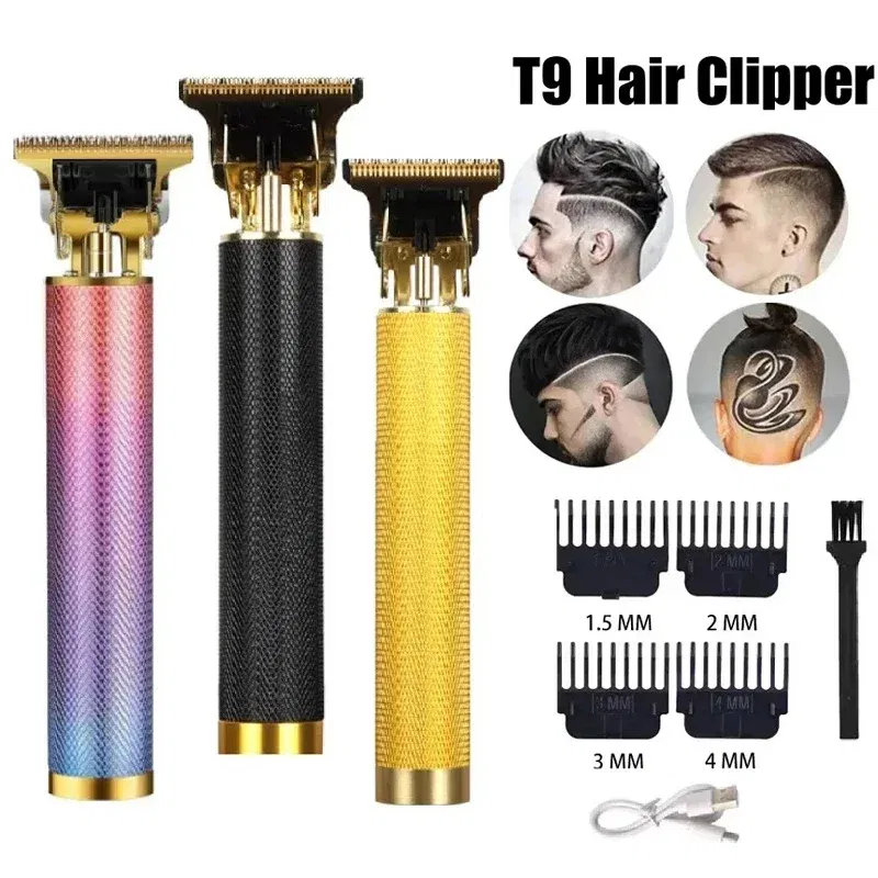 Color: Black - T9 Electric Hair Cutting Machine Hair Clipper Beard Shaving Body Hair Trimmer Clippers Professional Barber Men Trimmer Shaver