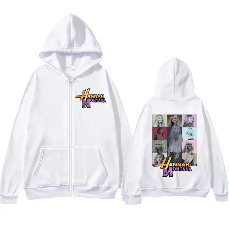 Color: GRAY, Size: XXXL - New Hannah Montana Logo Zipper Hoodie Miley Cyrus The Eras Tour Men Women Jacket Sweatshirt Fashion Aesthetic Trend Zip Up Hoody