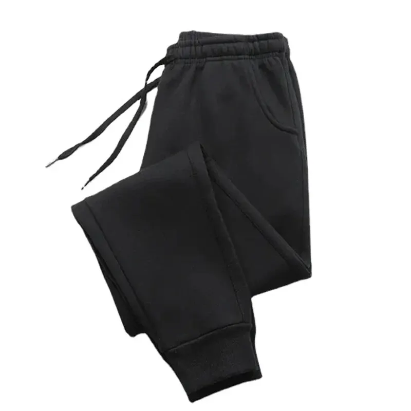 Size: M, Color: black - 2024 Barbell Printed Fleece Men's Trousers Autumn Winter Pants Fashion Drawstring Casual Male Sweatpants Jogging Sports Pants