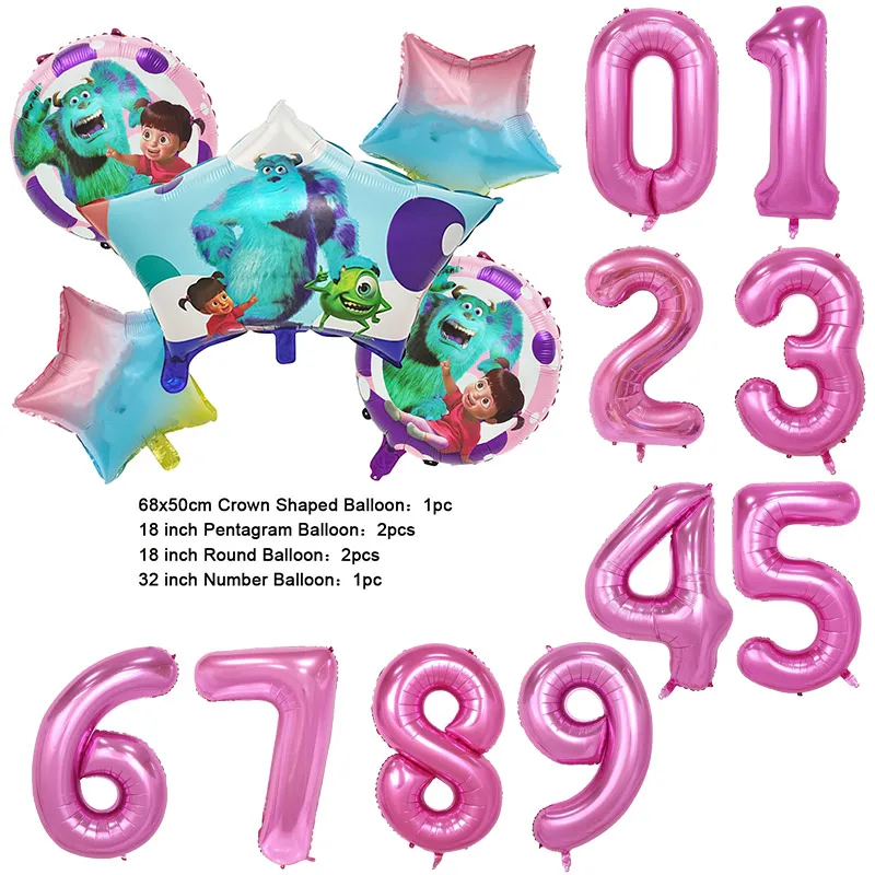 Color: MINT GREEN, Capacity: 420ml - Monsters University Monsters, Inc. James P. Sullivan Theme Birthday Party Decoration Crown Shaped Balloon Set Baby Shower
