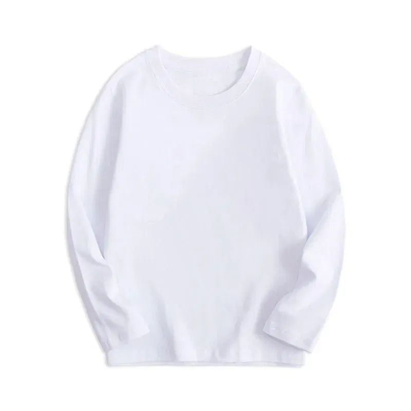 Color: Beige, Kid Size: 5 - Black White Basic Cotton T-shirt for Boys Girls Clothes Children's Long Sleeve Solid Tops Kids 2 to 14 Years Leasure Wear Tshirt