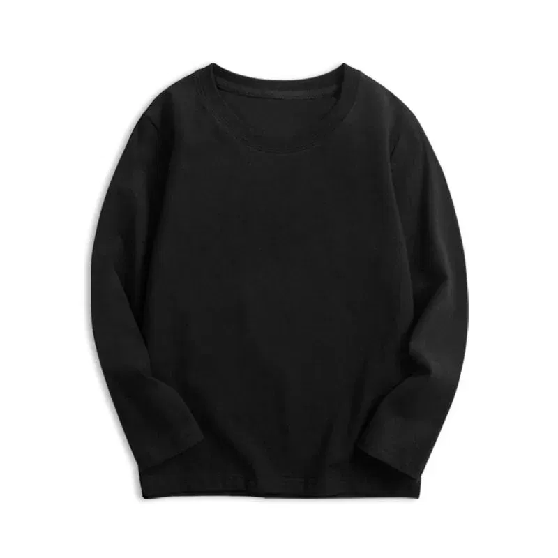Color: Beige, Kid Size: 5 - Black White Basic Cotton T-shirt for Boys Girls Clothes Children's Long Sleeve Solid Tops Kids 2 to 14 Years Leasure Wear Tshirt