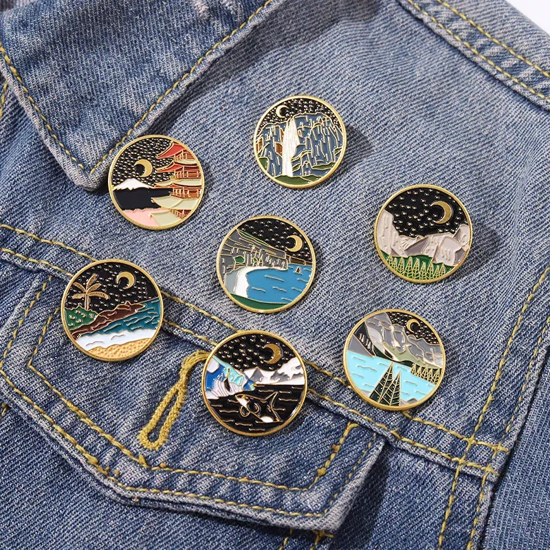 Metal color: Antique Copper Plated - Van Gogh Oil Painting Brooch Van Gogh Brooch Galaxy Brooch Star Moon Sunflower Brooch Art Brooch Van Gogh Lapel Pin