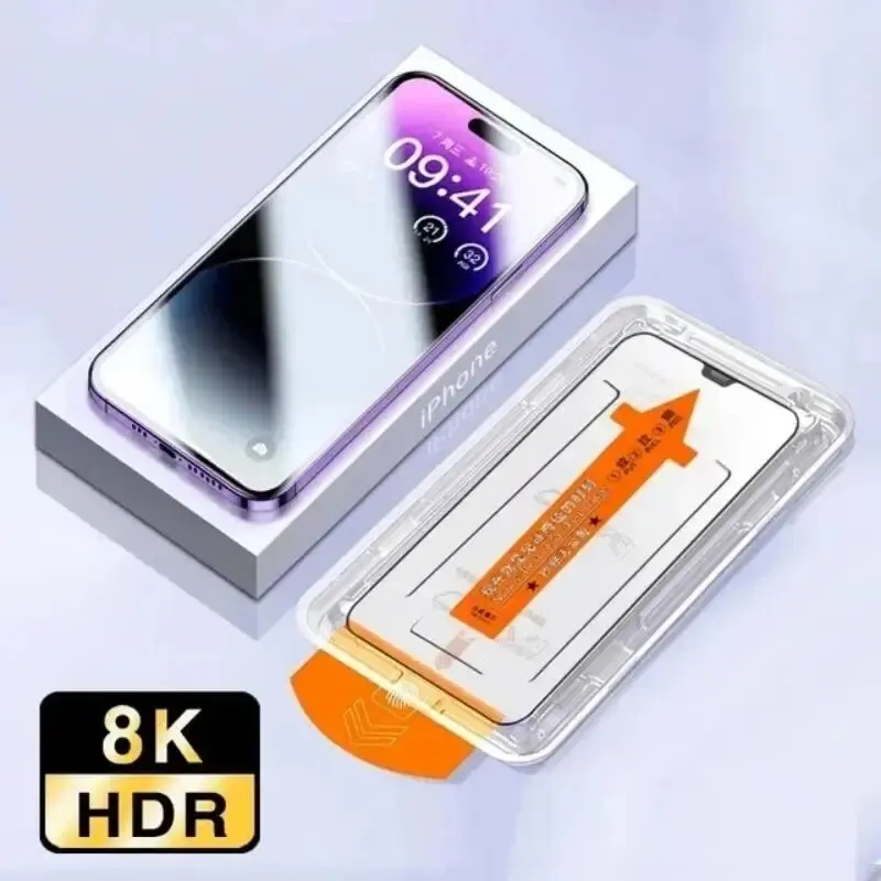 Bundle: Bundle 5, Material: High Definition - 2pcs New 8K Oleophobic Coating Dust Free Installation Screen Protector For iPhone 15 13 11 12 14 Pro Max Mini 15 Plus Mini Glass