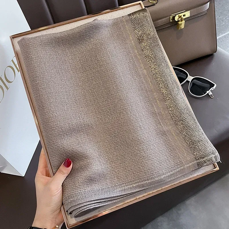 Color: Blue, Size: One Size - 2023 New Women Scarf Winter Warm Solid Silk Wool Shawls Lady Wraps Bufanda Floral Pashmina Luxury Embroidery Warn Scarves