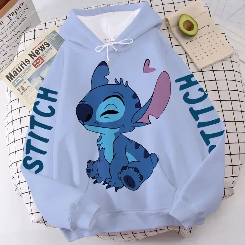 Color: Khaki, Size: 9T - Disney Hoodie Fashion Stitch Angel Monster Letter Cartoon Sweatshirt Pullover Cute Harajuku Unisex Women's Pocket Top