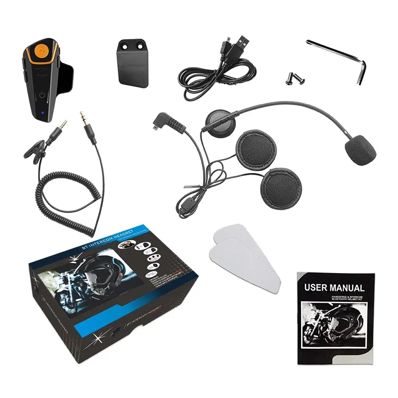 Color: WHITE - BT-S2NS Motorcycle Helmet BT Headset Intercom Moto Waterproof Multi BT Interphone 1000M Interfones MP3 FM Intercomunicador