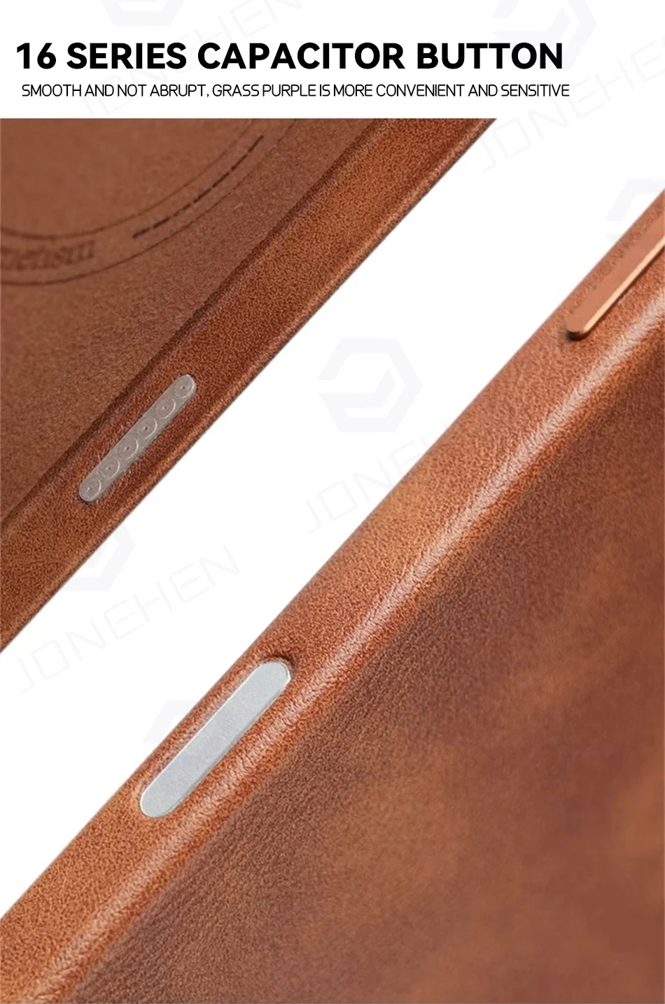 Color: Beige, Material: Genuine Leather - High-end Retro Oil Wax Pattern Magnetic For Magsafe Leather Case For iPhone Air 15 14 Plus 13 16 17 Pro Max Camera Button Cover