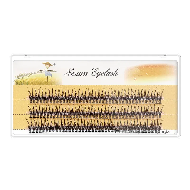 Length: 14mm - Grafting World Natural Slender Cross Simulation Thick Fish Tail Single Cluster Hair Soft Curly Swallow Tail False Eyelashes