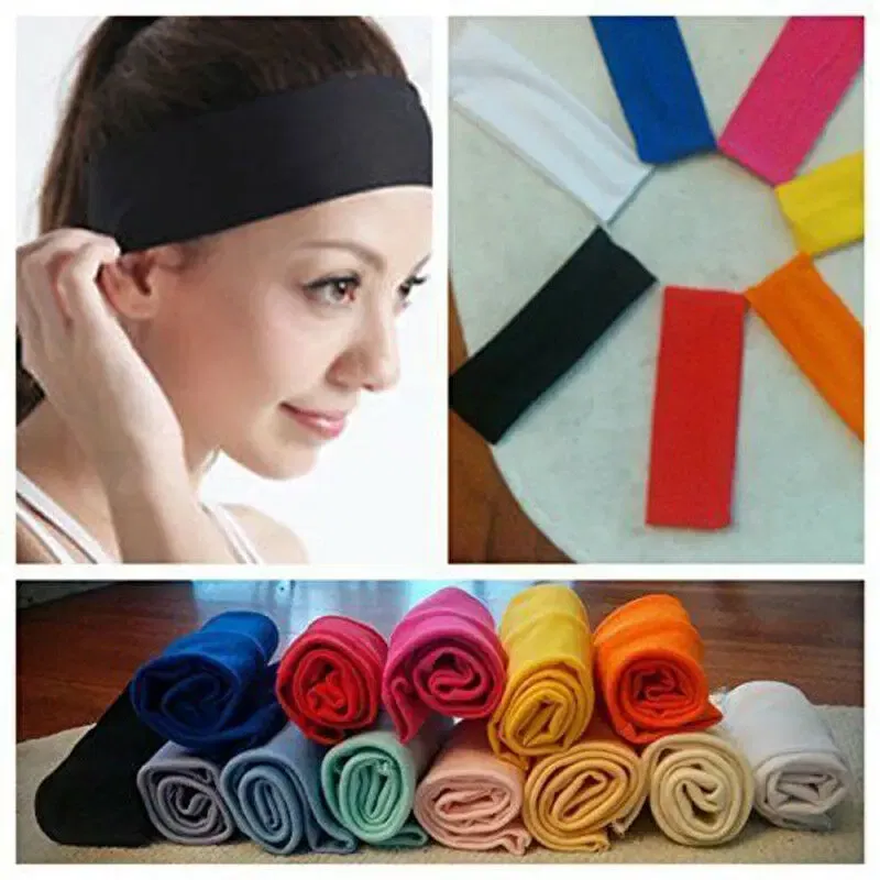 Color: Red - Sweatband Headband Elasticity Sweat Bands Stretch Head Hair Band Sports Safety Yoga Basketball Gym Sport for Men and Women