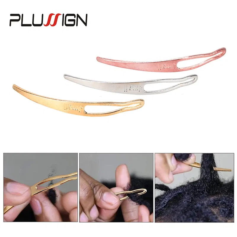 Color: Orange  & Purple - Plussign Dreadlock Needle Hair Extension Tools Crochet Hook For Dreadlocks Interlocking Tools Silver Blonde Easy Locking Needle