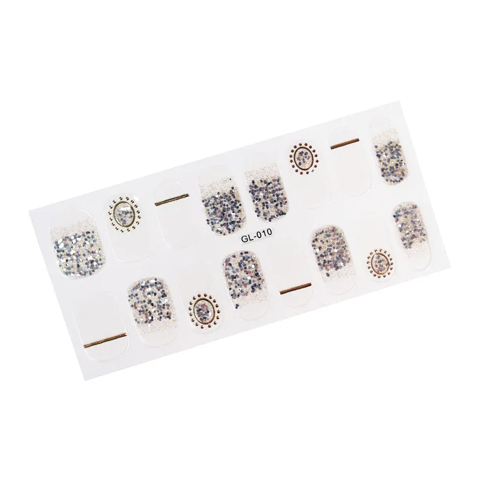 Color: Pink Bronze - 16 Tips/Sheet Patterned Nails With Creative Nail Polish Nail Art Stickers 2020 Temporary Tattoos Kids Full Cover Nail Stickers