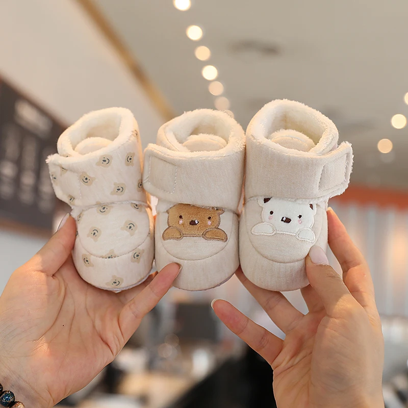 Color: MULTI, Baby Age: 7-12 Months - Winter New Cute Cartoon Baby Booties Boy Girl Boots Cotton Soft-Sole Non-Slip Warm Toddler First Walkers Infant Crib Shoes