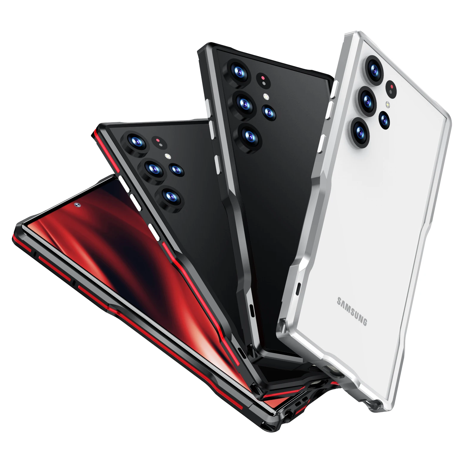 Color: Blue, Material: Cotton - Luxury Aviation Aluminum Alloy Bumper Phone Case For Samsung Galaxy S25 S24 S23 S22 Ultra S25Edge Metal Frame Shockproof Cover