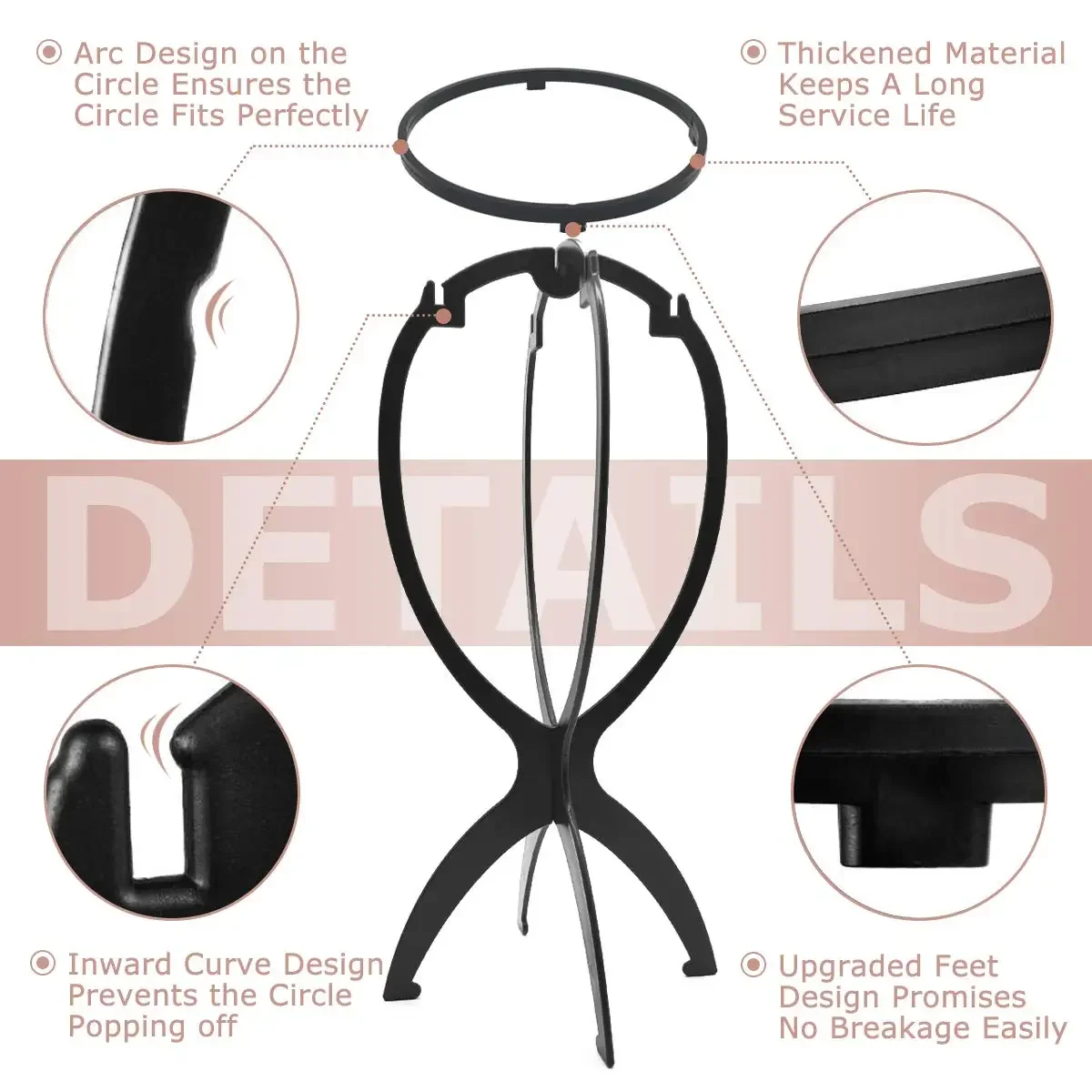 Color: Orange - 10pcs Wig Stand Durable Easy Assembly Wig Cap Holder Portable Plastic Hair Hat Displaying Stand Ideal for Home Salon Travel Use