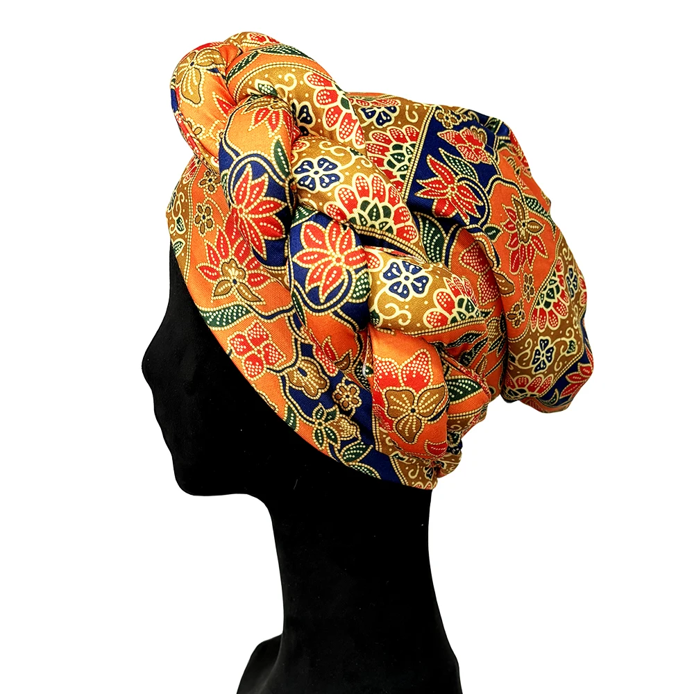 Color: Lavender - African Headtie Bonnet Hat Turban for Women Muslim Head Wrap Nigerian Scarf Braid Hijab Femme Chemo Caps Cover